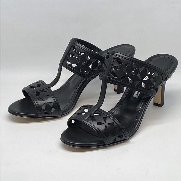 Manolo Blahnik Sophocles Perforated Mules - Picture 1 of 13